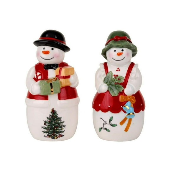 Spode Christmas Tree Mr & Mrs Snowman Salt and Pepper Shaker Set (2-Piece)- Holiday Kitchen & Table Décor - Festive Home Accent, Christmas Gift/Stocking Stuffer for Collectors & Holiday Enthusiasts