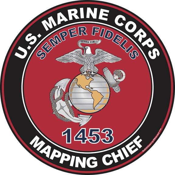 U.S.M.C. MOS 1453 Mapping Chief Decal 3.8" - Red