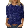 thumbnail image 1 of YDLCAFD T-Shirt Femme Manches 3/4 Imprimé Paillettes Col Rond T-Shirt, 1 of 4