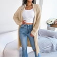 thumbnail image 4 of Ozmmyan Women's Fashion Autumn Winter Solid Lapel-Neck Long Cardigan Sweater Coat, 4 of 6