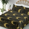 thumbnail image 3 of Ambesonne Celestial Fitted & Flat Sheet with Shams 4 Pcs Set, Bohemian Moon Stars Orbit, Calking, Pale Earth Yellow Mustard, 3 of 5