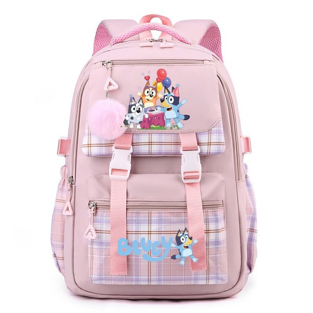 Bonita mochila Bluey con estampado de bingos, mochila escolar impermeable para estudiantes, gran capacidad, regalo de cumpleaños para niños, papelería para estudiantes