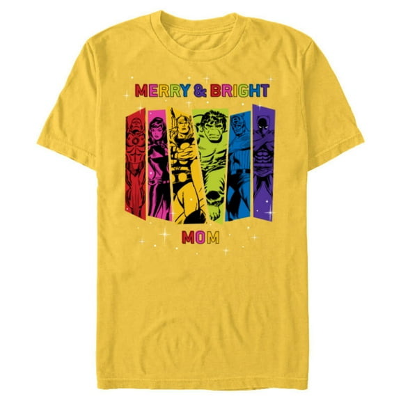 Marvel Avengers Christmas Family Trip Merry & Bright Mom - Short Sleeve Blended T-Shirt for Adults - Customized-Yellow