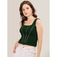 thumbnail image 4 of Prettify Women's Regular Wear Green Cotton Blend Sleeveless Sqauare Neck Top, 4 of 5