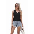 thumbnail image 2 of Women Summer Tank Top Eyelet Embroidery 2025 Vacation Sleeveless V Neck Loose Fit Shirt Spring Fashion Casual Clothes Black XL, 2 of 9