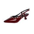 thumbnail image 1 of Pointed-Toe High Heels For Women with Ankle Strap and Metal Rivets, Plus Size Spring and Summer Dress Shoes in Black, 1 of 9