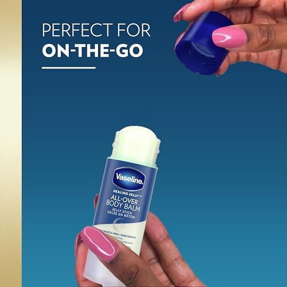 Vaseline All Over Body Balm Jelly Stick, Travel Size â€“ Chafing Stick, Vaseline Lotion for Extremely Dry Skin, Petroleum Jelly Sticks with Vitamin E for Glowing Skin, Unscented, 1.4 Oz Ea (Pack