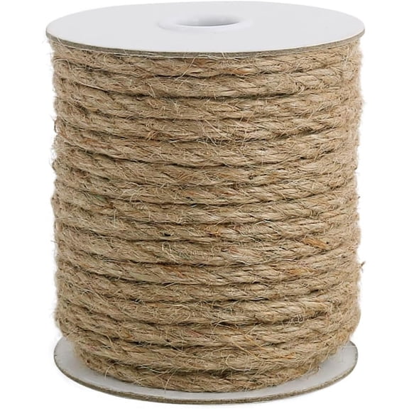 6mm Jute Rope, 66 Feet Natural Heavy Duty Brown Twine for Crafts, Cat Scratching Post, Gardening, Bundling and Hanging