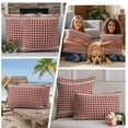 thumbnail image 5 of Country Star Plaid Outdoor Waterproof Pillow Covers, Retro Red American Farm Barn Berry Decorative Square Throw Pillowcase Sofa Cushion Sham for Patio/Couch/Chair, 20"x20" 2 Pack, 5 of 8