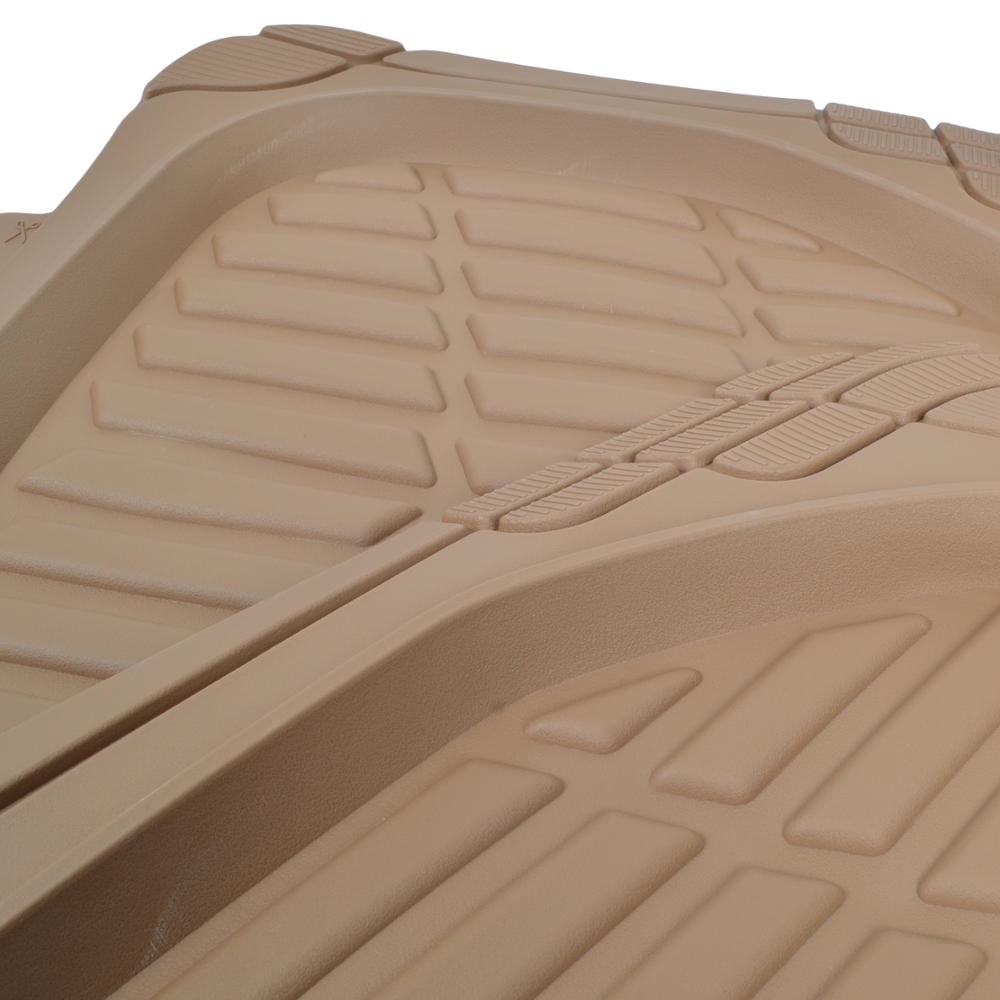 MotorTrend FlexTough Tortoise, Heavy-Duty Rubber Floor Mats for All Weather Protection, Deep Dish, Black