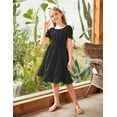 thumbnail image 7 of Arshiner Girls Tie Back Short Sleeve Ruffle Hem Off Shoulder Casual Elegant Dresses 4-12 Years, 7 of 7