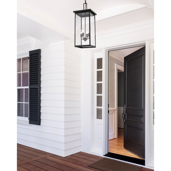 Millennium Lighting Barkeley 1 Light Outdoor Hanging Lantern in Powder Coated Black with ClearGlass Shades 27 Inch - Powder Coat Black
