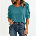 thumbnail image 5 of Maplenight Blouses for Women Crew Neck Half Sleeve Tops Button Casual Daily Wear Summer Tops, 5 of 7