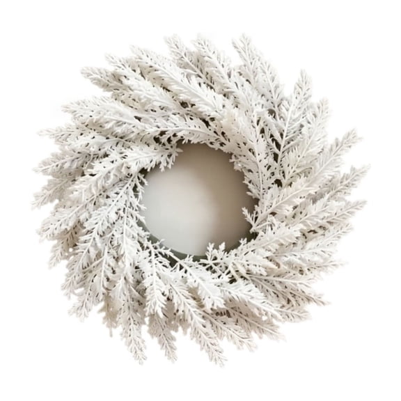 Christmas Decorations White Cedar Wreath Artificial Frosted Snow Cedar Door Hanging Decoration Christmas Holiday Wreath For Front Door Wall Home Decor