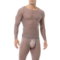 Fewfanhot Men Solid Fitted Round Neck Thermal Set with Long Sleeves and Elastic Waist Pants for a Streamlined Base Layer