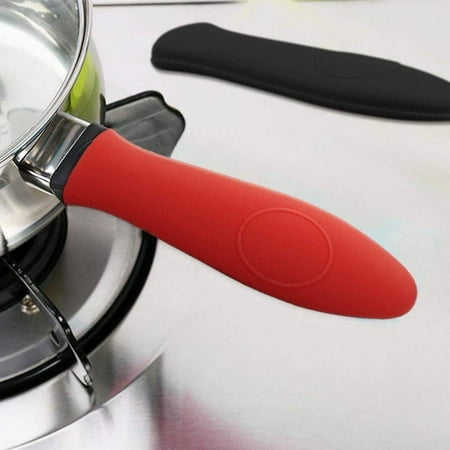 Cast Iron Handle Cover - Red Silicone Hot Handle Holder for a Variety of Long Cookware Handles Including Most Cast Iron Skillets