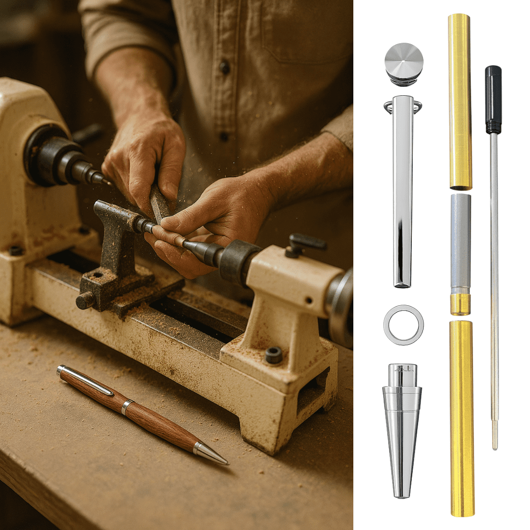 Slimline Pen Kit for Wood Turning || 10 Pack with Multiple Finishes || 7mm Twist Pen Kit