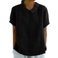 thumbnail image 2 of Womens Tops Loose Button Shirt Top Stand Solid Color Sleeve Collar Casual Shirt Cotton And Linen Soft Fabric High Elasticity Light Breathable Daily Wear 1Pc T-Shirt 3Xl Shirts for Women, 2 of 8