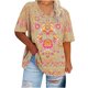 thumbnail image 1 of Camisetas Casuales de las Mujeres de Manga Corta de Cuello en V Oversized Camiseta Deportiva de Verano, Top Impreso Casual, 1 of 4