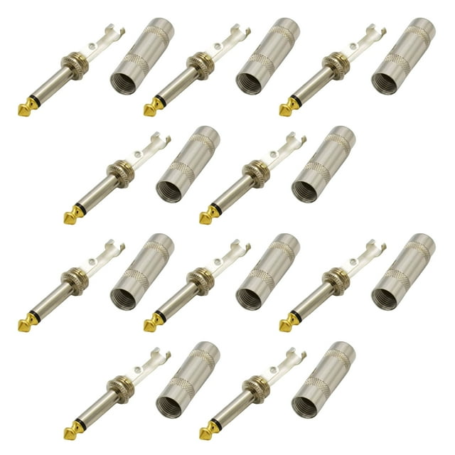 NATEFEMIN TS Male 6.35mm Audio Solder Connectors 1/4Inch Gold Plated For Guitar Mic Instrument Cables10Pcs