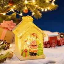Christmas Village Houses Light Up,3IN Christmas Village Houses, Resin Farmhouse for Xmas Town Scene Desktop Ornament Holiday Home Decor Christmas Gifts for Family and Friends B