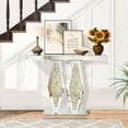 thumbnail image 3 of Modern Mirrored Entryway Console Tables with Gold Crushed Diamond Inlay, 39.37" Long Silver Hallway Table for Entryway, Glam Glass Foyer Table for Home Decor, 3 of 7