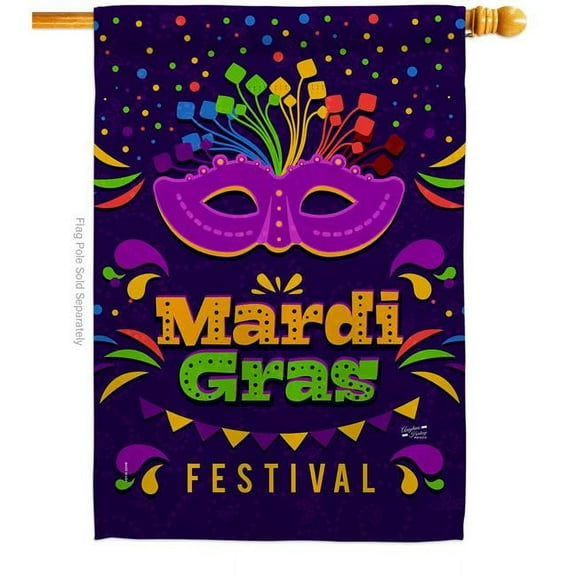 Angeleno Heritage H137362-BO Mardi Gras Festival Springtime Double-Sided Garden Decorative House Flag, Multi Color