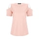 thumbnail image 4 of Camiseta de mujer imitación algodón con hombros descubiertos y color liso, 4 of 8