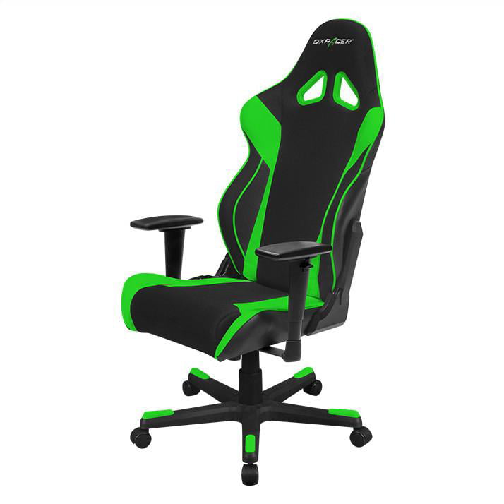Includes 2 Free Cushions DXRacer OH/RV001/NE Racing Series Black and Green Gaming Chair