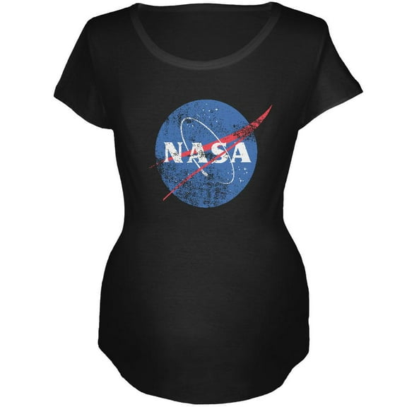 NASA Distressed Logo Maternity Soft T Shirt Black X-LG