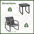 thumbnail image 3 of Costway 3 PCS Outdoor Rocking Bistro Set with Tempered Glass Table Metal Frame Soft Cushions, 3 of 10
