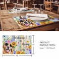 thumbnail image 3 of Placemats Set of 4, Spring Dog Woven Placemat, Linen Place Mats for Kitchen/Dining Tables, Retro Watercolor Botanical Floral Sunflower Washable Table Mats for Party, 3 of 8