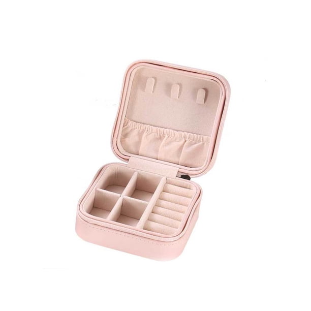 Jumpingount Caja de almacenamiento de joyas con cremallera de gran capacidad, estuche de exhibición de cuero PU, organizador para fiesta de boda, anillo, Ropa, zapatos y accesorios Miscelánea Rosado Jumpingount AP011996-01