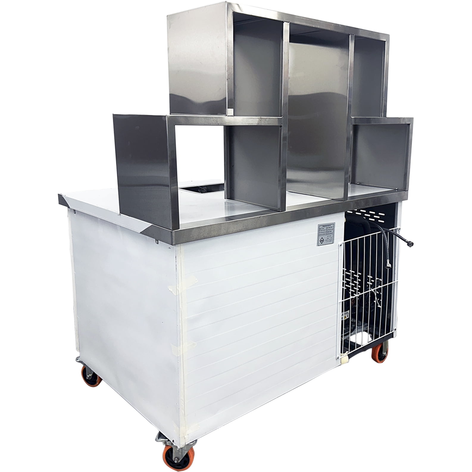 48" Bubble Tea Workstation Refrigerator, Commercial Boba Prep Station with Sink, Cold Well & Undercounter Cooler, 110V Stainless Steel Bar Station