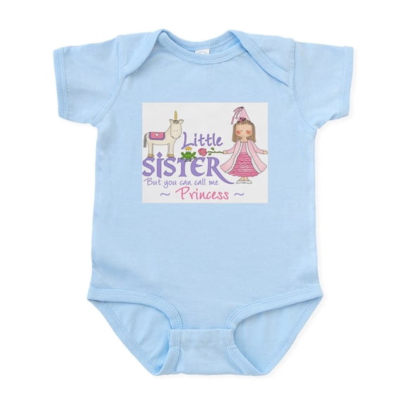 CafePress - Unicorn Princess Little Sister Infant Bodysuit - Baby Light Bodysuit, Size Newborn - 24 Months