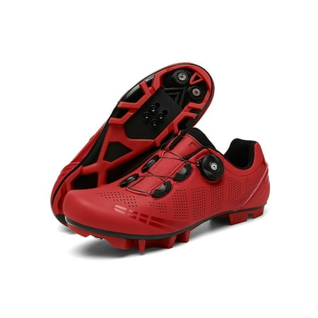 

Kesitin Unisex Bike Shoe Compatible Sneakers Mountain Cycling Shoes Rotating Buckle Lightweight Bicycle Sneaker Sports Road Red Mountain Bottom 10.5