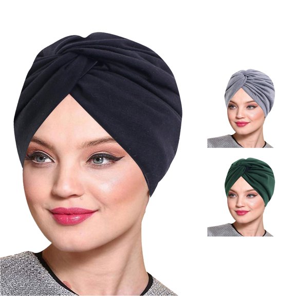 XIAOCHA Womens Twisted Turban Head Wrap Solid Breathable Casual Head Cover,Black