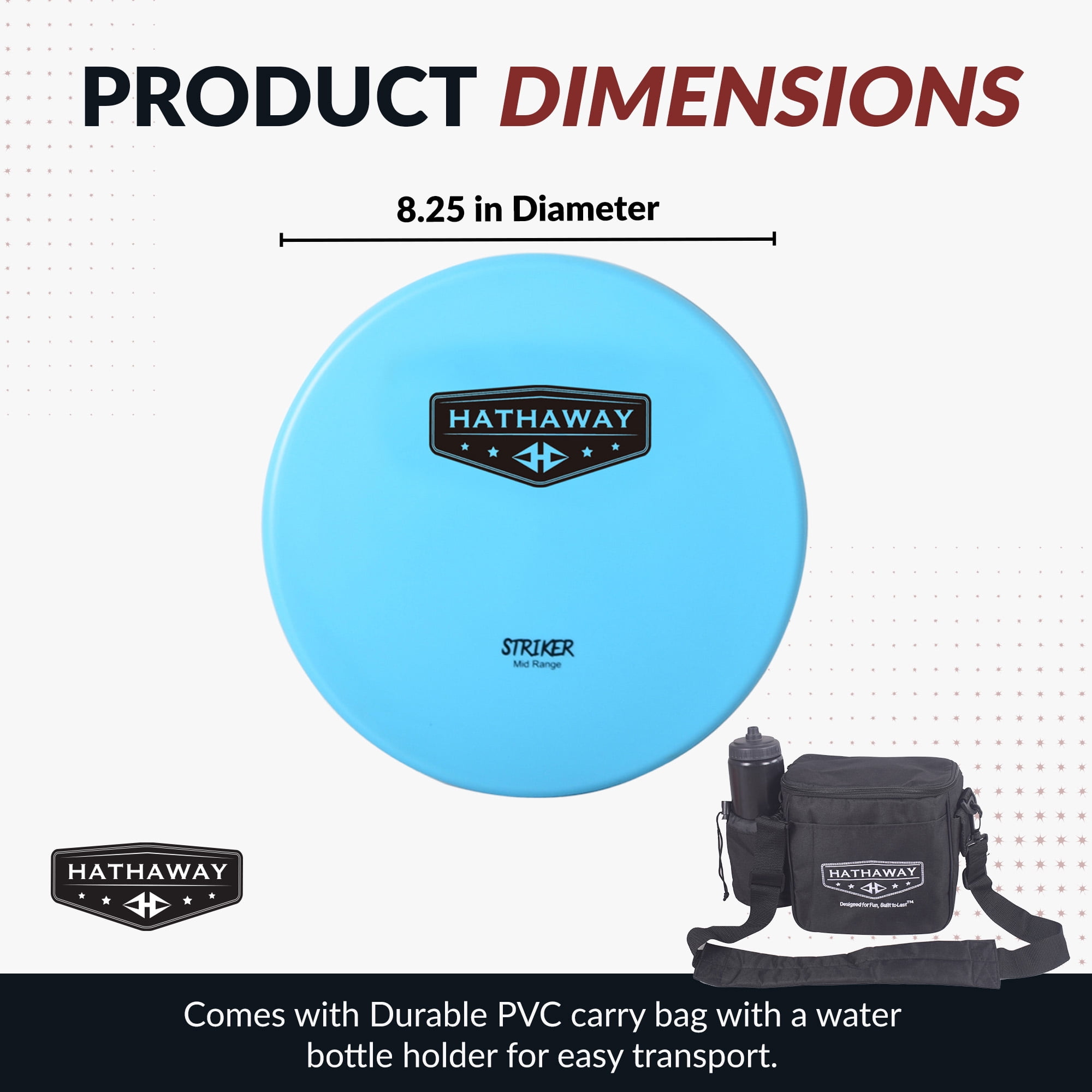Hathaway Disc Golf Starter Set with Bag – 8.25” Frisbee Golf Discs Set with PVC Carrying Bag for Basic Disc Golf Accessories - Three Drivers, Two Mid-Range & One Approach/Putter Disc Golf Set