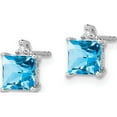 thumbnail image 2 of 14K White Gold Princess Blue Topaz And Diamond Earrings (Width 5.7) (Length 7.5) - Jbsp, 2 of 5