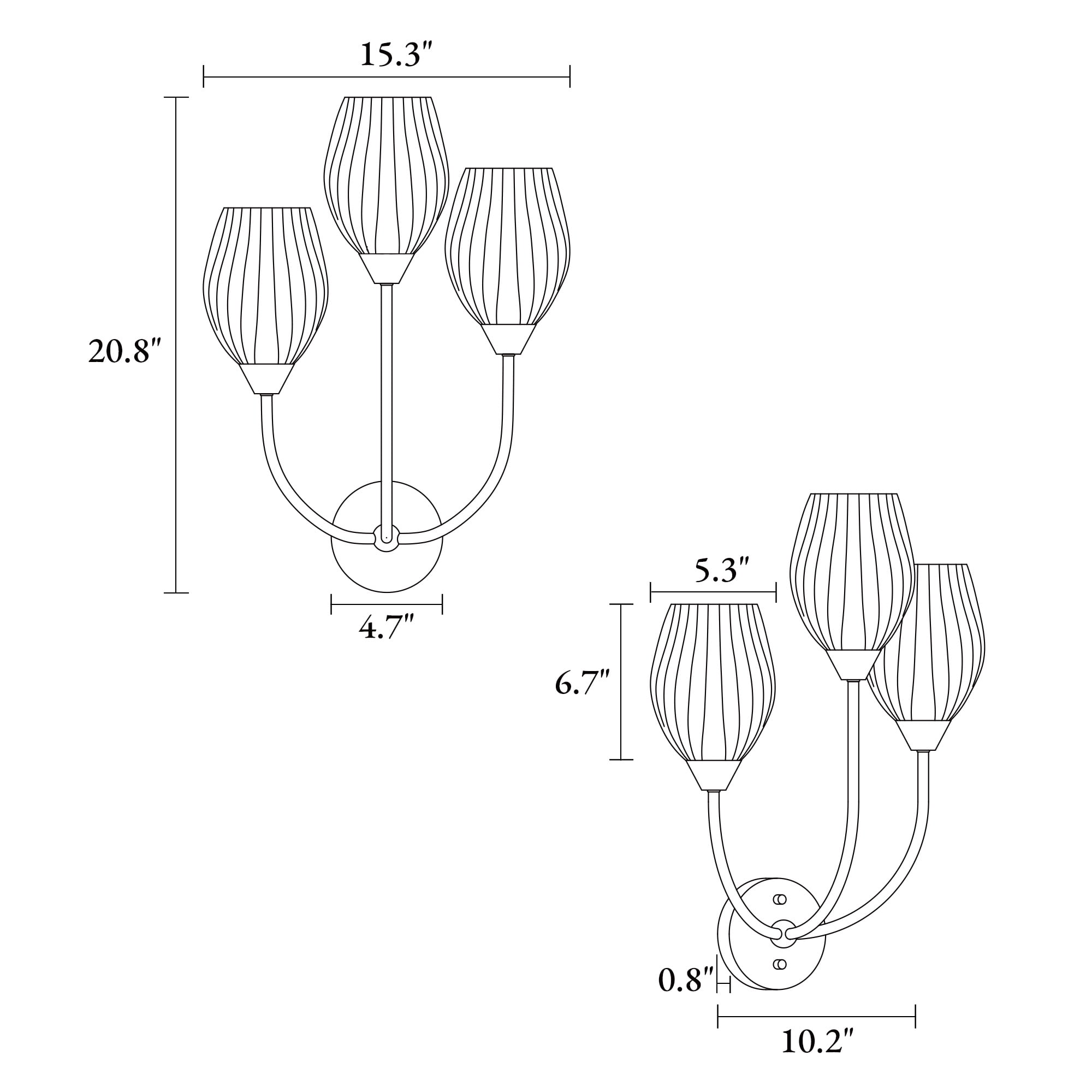 LNC GriseldaFenwick 15.3-in W 3-Light Polished Gold Modern/Contemporary LED Wall Sconce