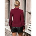 thumbnail image 5 of Women'S Fall Winter High Neck Sweaters for Women Lantern Sleeve Knitted Pullover Sweater Jumper Tops Wine Red L, 5 of 8