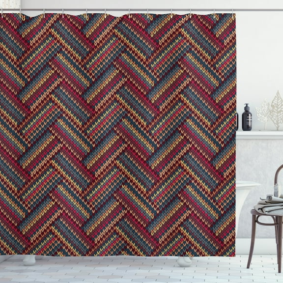 Ambesonne Ethnic Shower Curtain, Herringbone Lines, 69"Wx75"L, Multicolor