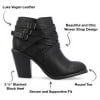 Journee Womens Strap Inside Zip Stacked Heel Booties, Widths Available