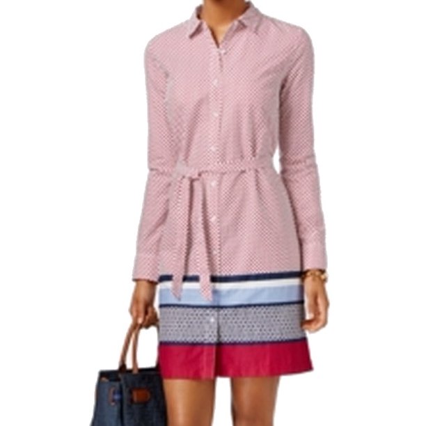 tommy hilfiger red dress shirt