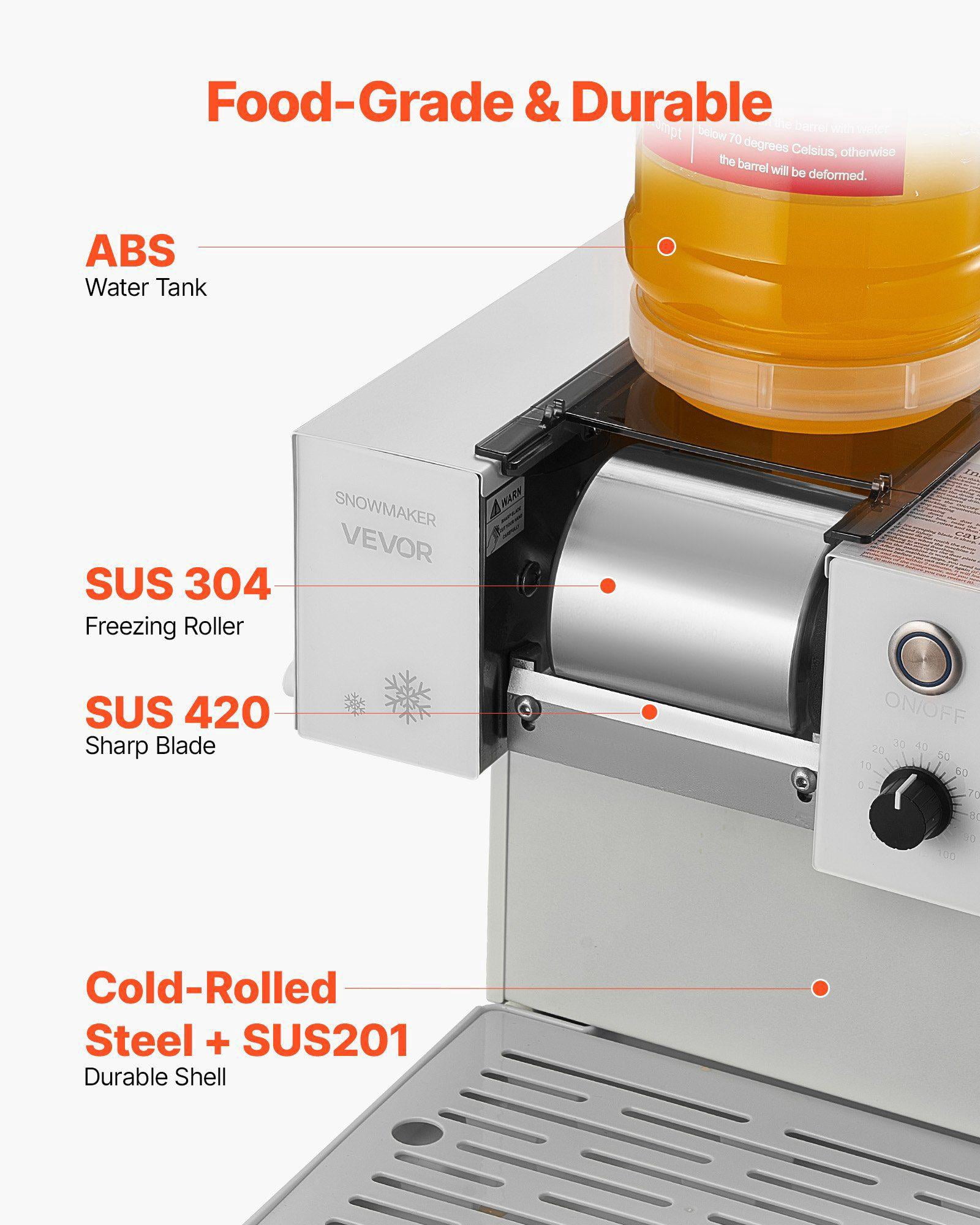 132LBS 24H Snowflake Ice Machine with Stainless Steel Blade 0.48Gal Tank 90S Fast Pre Cooling Electric Snow Cone Maker for Home Small Gathering