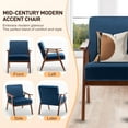 thumbnail image 3 of ENYOPRO Accent Chair, Upholstered Comfy Single Sofa with Wood Feet, Mid Century Armchair for Bedroom, Living Room, Modern Comfy Reading Chair, Blue, 3 of 7