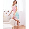 thumbnail image 4 of Oudiya Women Button Down Nightgown Short Sleeve Nightshirt V Neck Sleepwear Pajama Dress, S-3XL, 4 of 6