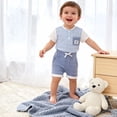thumbnail image 6 of mgoYE Toddler Boy Clothes 18-24 Months Toddler Baby Boy Summer Clothes Plaid Lapel Short Sleeve T-Shirt Top Shorts Sets Infant Outfit 6 12 18 24 Months(Blue,9-12 Months), 6 of 6