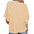 thumbnail image 4 of Summer Oversize Women Solid Color Half Sleeve Loose Shirt Tee Casual Tops, 4 of 4