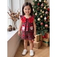 thumbnail image 6 of RUINIXCW Toddler Baby Girl Christmas Outfit Infant Baby Girls Xma Clothes Deer Santa Gingerbread Embroidery Fly Sleeve Plaid Smocked Tops Shorts Set, 6 of 9